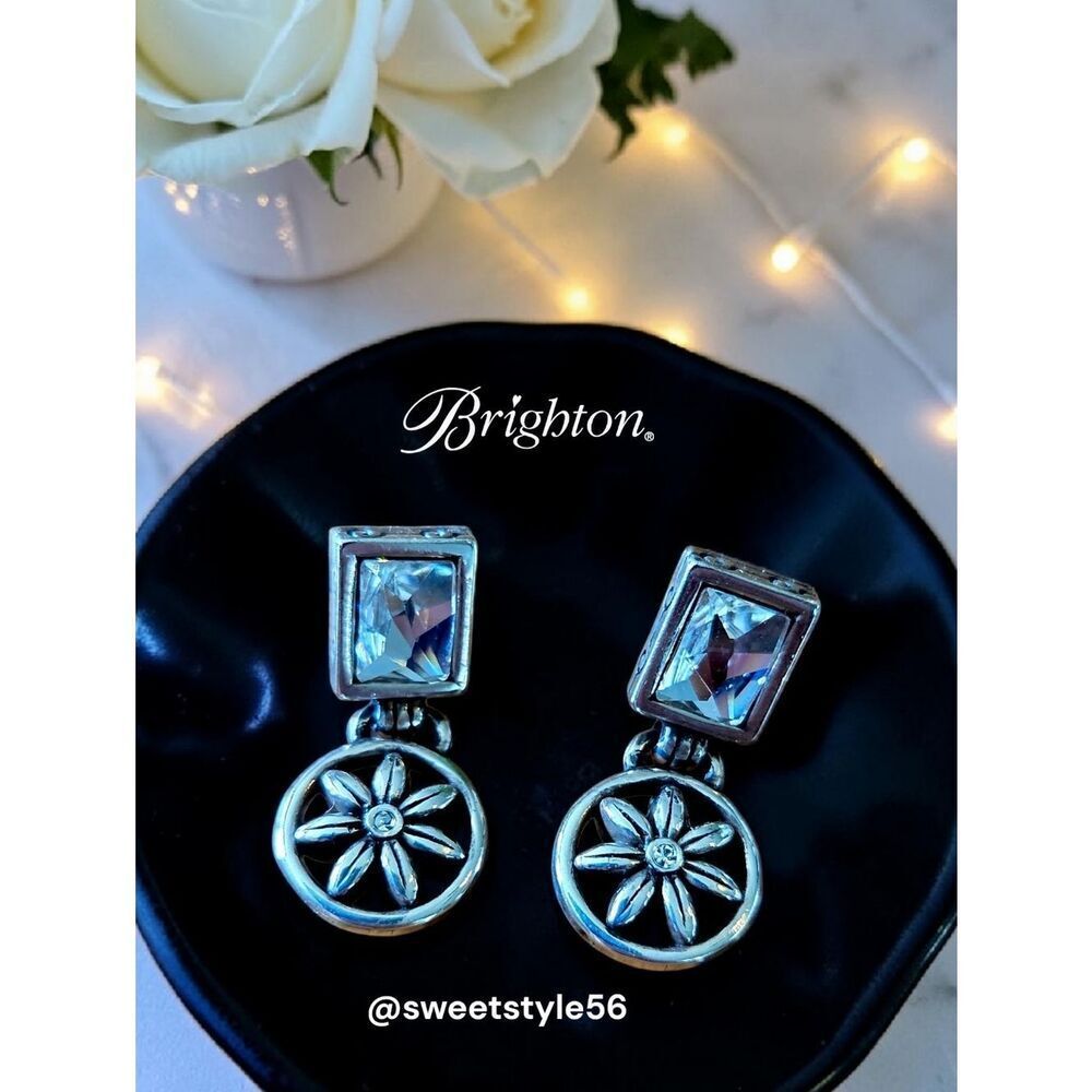 BRIGHTON "Summerville" Silver and Crystal Drop Earrings WEDDING READY